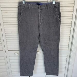 Izod Corduroy Chino Pants Men 34x32 Gray Straight Leg Flat Front Casual Work